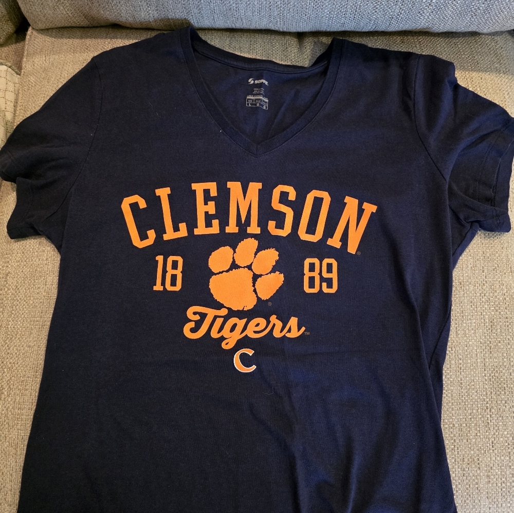 Soffe Navy and Orange Clemson Short Sleeve Tee